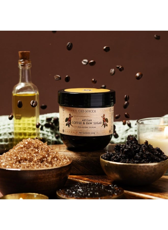 OLD SCHOOL Rituals Artisan Coffee & Raw Sugar Polishing Scrub|Natural Exfoliator for Tan Removal & Radiant Skin|Coffee & Sugar Body Scrub for Smooth,Glowing Skin|Body Polisher for All Skin Types|200g - Image 3